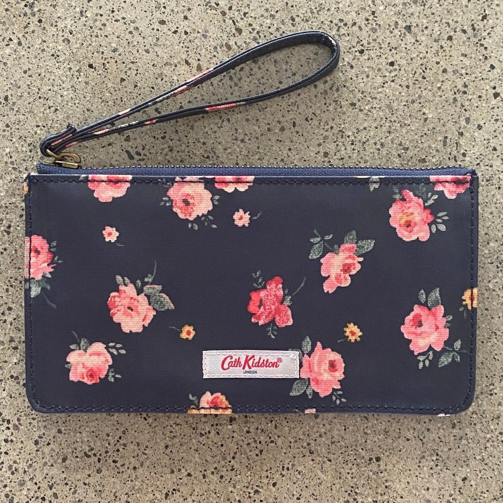 Cath Kidston Navy Blue/Pink Rose Purse (New/Unused w/o Tags)